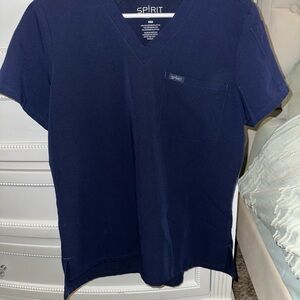 Spirit Navy Blue V-Neck Scrub Top